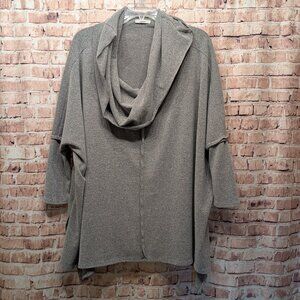 Easel Sweater Oversized Cowl Neck Poncho  GRAY Size Medium